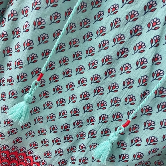 Boden | Easy Cotton Blouse Tassels Printed Preppy Colorful Boho 2 - Picture 2 of 5